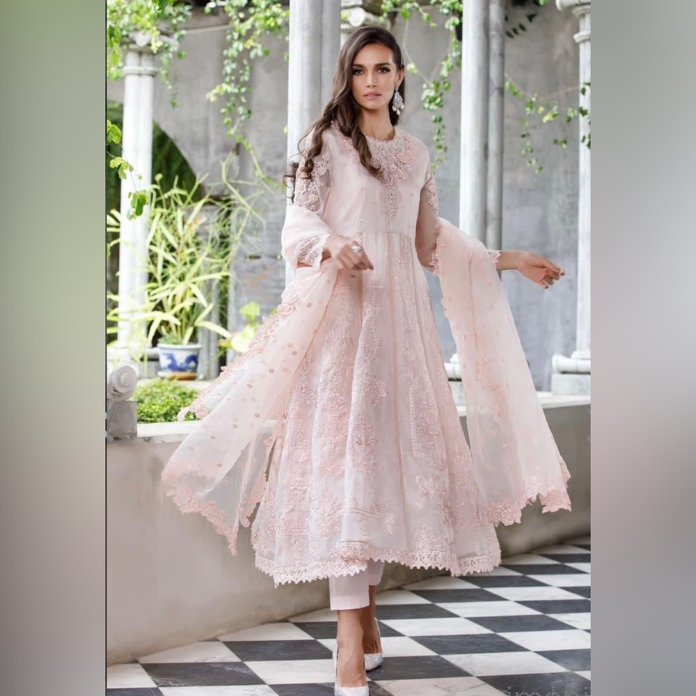 NWT Maria B Designer Pakistani Pink Shalwar SF-EA22-10
